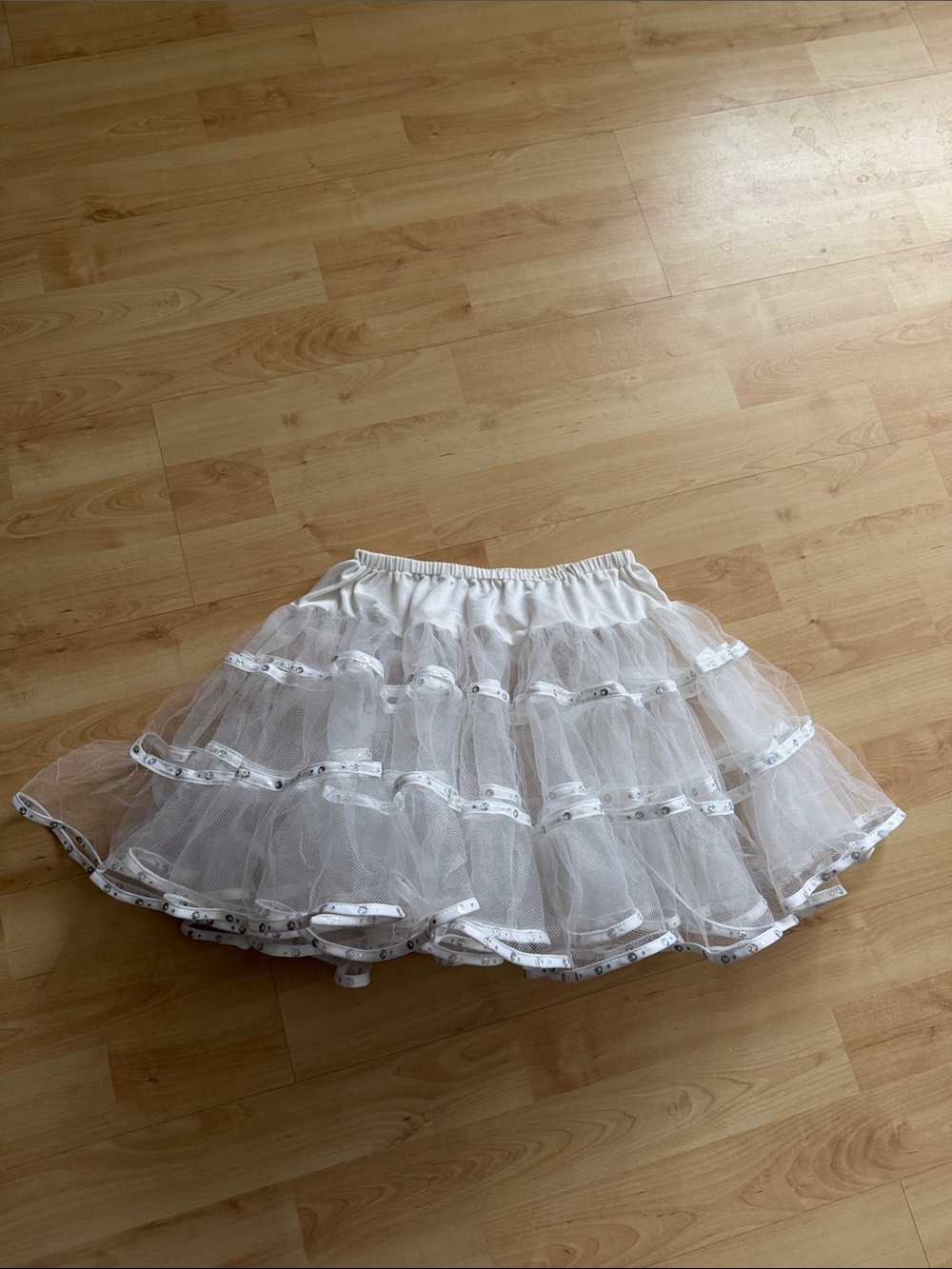 Leg Avenue White Layered Tulle Skirt with Sequin Trim